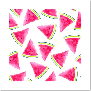 Watercolor watermelon random pattern Posters and Art